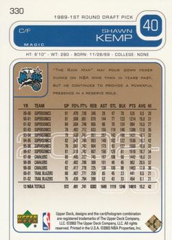 2002-03 Upper Deck - UD Exclusives #330 Shawn Kemp Back