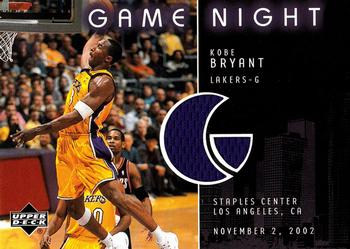 2002-03 Upper Deck - Game Night Jerseys #GN-KB Kobe Bryant Front