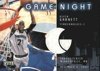 2002-03 Upper Deck - Game Night Jerseys #GN-KG Kevin Garnett Front