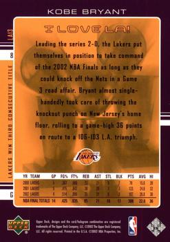 2002-03 Upper Deck - I Love LA! #LA13 Kobe Bryant Back
