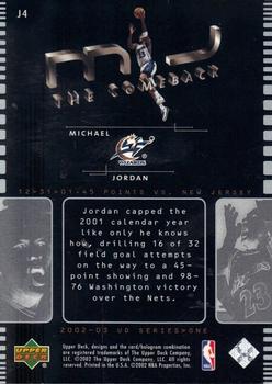 2002-03 Upper Deck - MJ The Comeback #J4 Michael Jordan Back