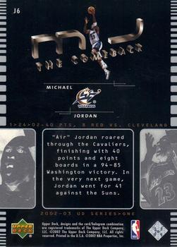 2002-03 Upper Deck - MJ The Comeback #J6 Michael Jordan Back