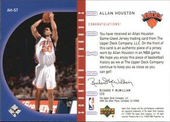 2002-03 Upper Deck - Scoring Threads Jerseys #AH-ST Allan Houston Back