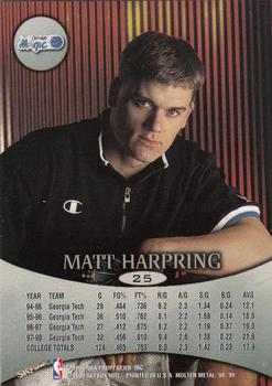 1998-99 SkyBox Molten Metal #25 Matt Harpring Back