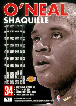 1998-99 SkyBox Premium #21 Shaquille O'Neal Back