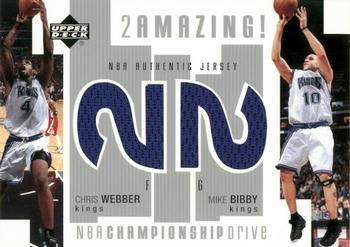 2002-03 Upper Deck Championship Drive - 2 Amazing Jerseys #CW/MB-J Chris Webber / Mike Bibby Front