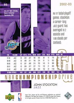 2002-03 Upper Deck Championship Drive - Champion Collection #95 John Stockton Back