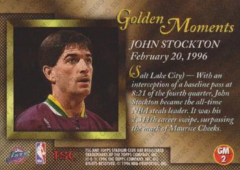 1996-97 Stadium Club - Member's Only Golden Moments #GM2 John Stockton Back