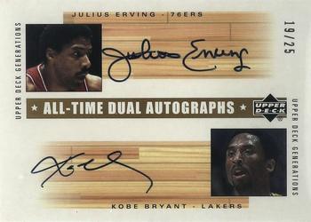 2002-03 Upper Deck Generations - All-Time Dual Autographs #JE/KB Julius Erving / Kobe Bryant Front