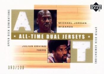 2002-03 Upper Deck Generations - All-Time Dual Jerseys #MJ/JE-J Michael Jordan / Julius Erving Front