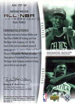 2002-03 Upper Deck Honor Roll - All-NBA Authentics Dual Warm-ups #AW-PP-W Antoine Walker / Paul Pierce Back