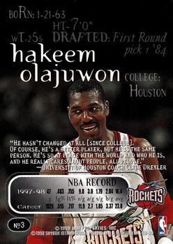 1998-99 SkyBox Thunder #3 Hakeem Olajuwon Back