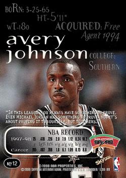 1998-99 SkyBox Thunder #12 Avery Johnson Back
