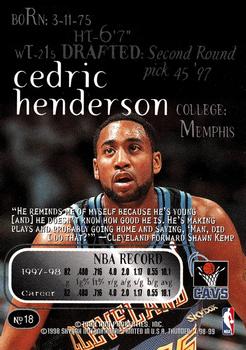 1998-99 SkyBox Thunder #18 Cedric Henderson Back