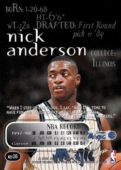 1998-99 SkyBox Thunder #28 Nick Anderson Back