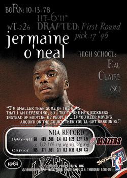 1998-99 SkyBox Thunder #64 Jermaine O'Neal Back