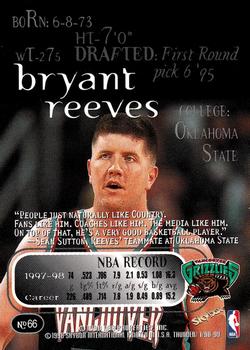1998-99 SkyBox Thunder #66 Bryant Reeves Back