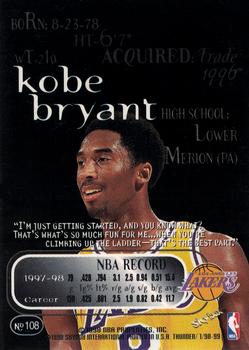 1998-99 SkyBox Thunder #108 Kobe Bryant Back