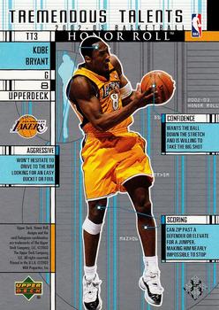 2002-03 Upper Deck Honor Roll - Tremendous Talents #TT3 Kobe Bryant Back