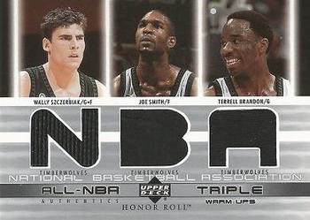 2002-03 Upper Deck Honor Roll - All-NBA Authentics Triple Warm-ups #WS/JS/TB Wally Szczerbiak / Joe Smith / Terrell Brandon Front