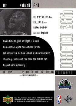 2002-03 Upper Deck Inspirations - Rookie Holofoil #181 Ndudi Ebi Back