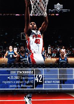 2002-03 Upper Deck MVP - Basketball Diary #B8 Jerry Stackhouse Front