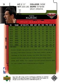 2002-03 Upper Deck MVP - Classic #3 Toni Kukoc Back
