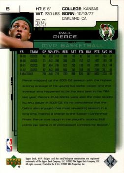 2002-03 Upper Deck MVP - Classic #8 Paul Pierce Back