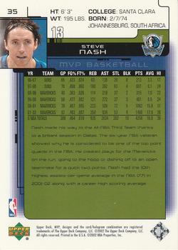 2002-03 Upper Deck MVP - Classic #35 Steve Nash Back