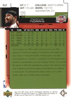 2002-03 Upper Deck MVP - Classic #62 Moochie Norris Back