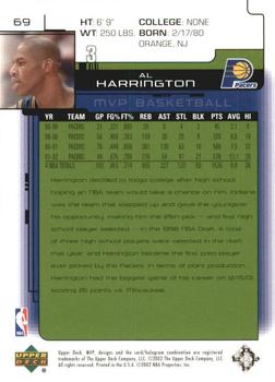 2002-03 Upper Deck MVP - Classic #69 Al Harrington Back