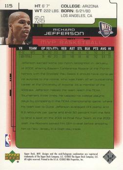 2002-03 Upper Deck MVP - Classic #115 Richard Jefferson Back