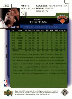 2002-03 Upper Deck MVP - Classic #120 Kurt Thomas Back