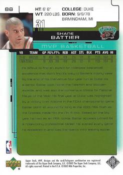 2002-03 Upper Deck MVP - Classic Black #88 Shane Battier Back