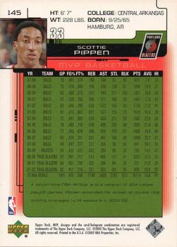2002-03 Upper Deck MVP - Classic Black #145 Scottie Pippen Back