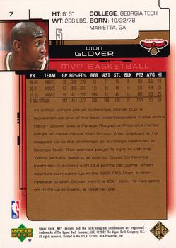 2002-03 Upper Deck MVP - Gold #7 Dion Glover Back