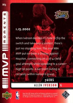 2002-03 Upper Deck MVP - MVP Moments #M3 Allen Iverson Back