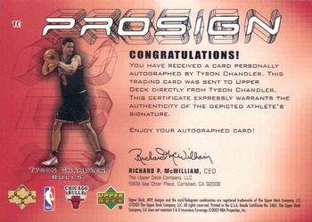 2002-03 Upper Deck MVP - ProSign #TC Tyson Chandler Back