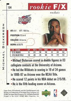 1998-99 SP Authentic #104 Michael Dickerson Back
