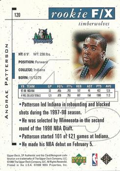 1998-99 SP Authentic #120 Andrae Patterson Back