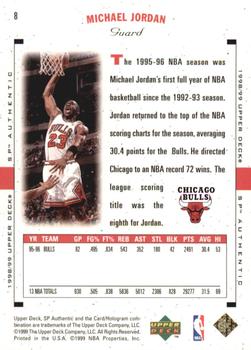 1998-99 SP Authentic #8 Michael Jordan Back