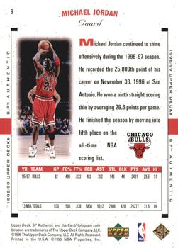 1998-99 SP Authentic #9 Michael Jordan Back