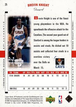 1998-99 SP Authentic #25 Brevin Knight Back