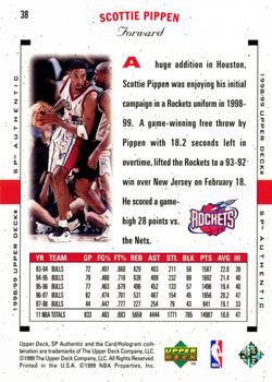 1998-99 SP Authentic #38 Scottie Pippen Back