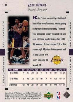 1998-99 SP Authentic #44 Kobe Bryant Back