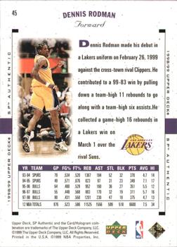1998-99 SP Authentic #45 Dennis Rodman Back