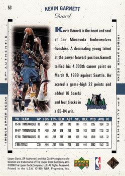 1998-99 SP Authentic #53 Kevin Garnett Back