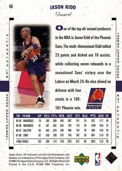 1998-99 SP Authentic #66 Jason Kidd Back