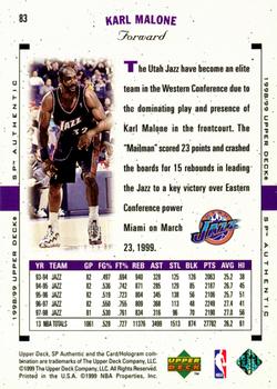 1998-99 SP Authentic #83 Karl Malone Back