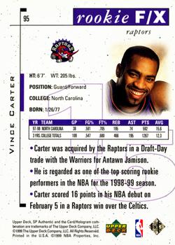 1998-99 SP Authentic #95 Vince Carter Back